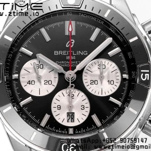 Breitling Chronomat B01 AB0136251B1A1 44mm SS BLS 1:1 Best Edition  Black Dial on Stainless Steel Strap A7750 - Super Clone Watch | 1:1 Best Version