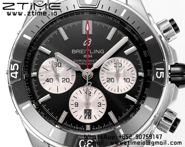Breitling Chronomat B01 AB0136251B1A1 44mm SS BLS 1:1 Best Edition  Black Dial on Stainless Steel Strap A7750 - Super Clone Watch | 1:1 Best Version
