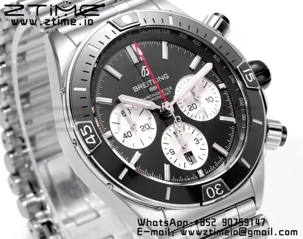 Breitling Chronomat B01 AB0136251B1A1 44mm SS BLS 1:1 Best Edition  Black Dial on Stainless Steel Strap A7750 - Super Clone Watch | 1:1 Best Version