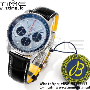 Breitling Navitimer B01 43mm SS BLS 1:1 Best Edition Quadrante blu chiaro su cinturino in pelle nera A7750 - Orologio Super Clone | 1:1 Best Version