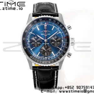 Breitling Navitimer B01 43mm SS BLS 1:1 Best Edition Navy Blue Dial on Black Leather Strap A7750 - Super Clone Watch | 1:1 Best Version