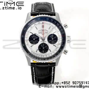 Breitling Navitimer B01 43mm SS BLS 1:1 Best Edition White Dial on Black Leather Strap A7750 - Super Clone Watch | 1:1 Best Version