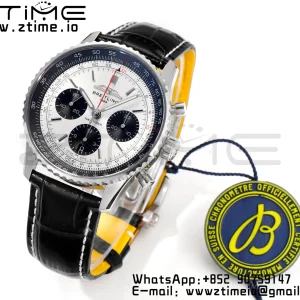 Breitling Navitimer B01 43mm SS BLS 1:1 Best Edition Cadran alb pe curea din piele neagră A7750 - Super Clone Watch | 1:1 Best Version