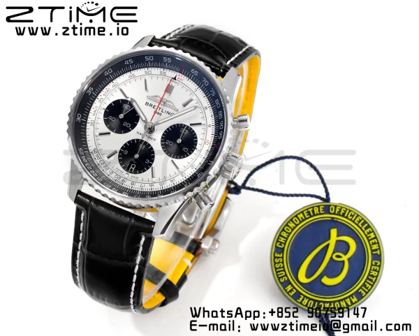 Breitling Navitimer B01 43mm SS BLS 1:1 Best Edition Cadran alb pe curea din piele neagră A7750 - Super Clone Watch | 1:1 Best Version
