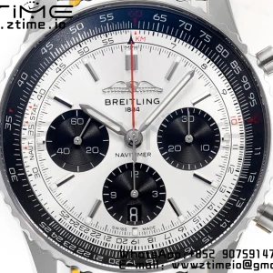 Breitling Navitimer B01 43mm SS BLS 1:1 Best Edition Cadran alb pe curea din piele neagră A7750 - Super Clone Watch | 1:1 Best Version