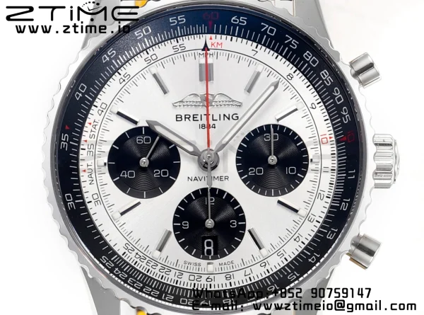 Breitling Navitimer B01 43mm SS BLS 1:1 Best Edition Cadran alb pe curea din piele neagră A7750 - Super Clone Watch | 1:1 Best Version