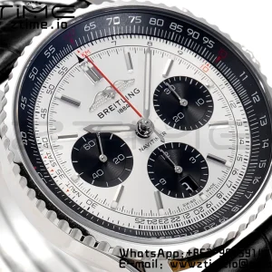 Breitling Navitimer B01 43mm SS BLS 1:1 Best Edition Cadran alb pe curea din piele neagră A7750 - Super Clone Watch | 1:1 Best Version