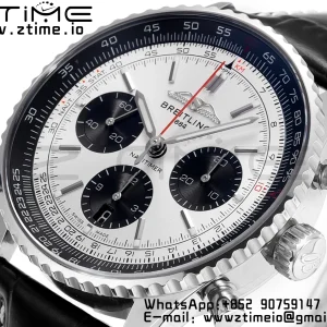 Breitling Navitimer B01 43mm SS BLS 1:1 Best Edition Cadran alb pe curea din piele neagră A7750 - Super Clone Watch | 1:1 Best Version