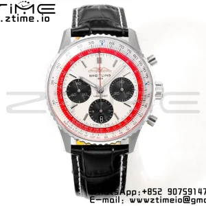 Breitling Navitimer B01 43mm SS BLS 1:1 Best Edition Red dial on Black Leather Strap A7750 - Super Clone Watch | 1:1 Best Version