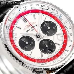 ブライトリング ナビタイマー B01 43mm SS BLS 1:1 ベスト・エディション レッドダイアル ブラックレザーストラップ A7750 - スーパークローン時計｜1:1 ベスト・バージョン