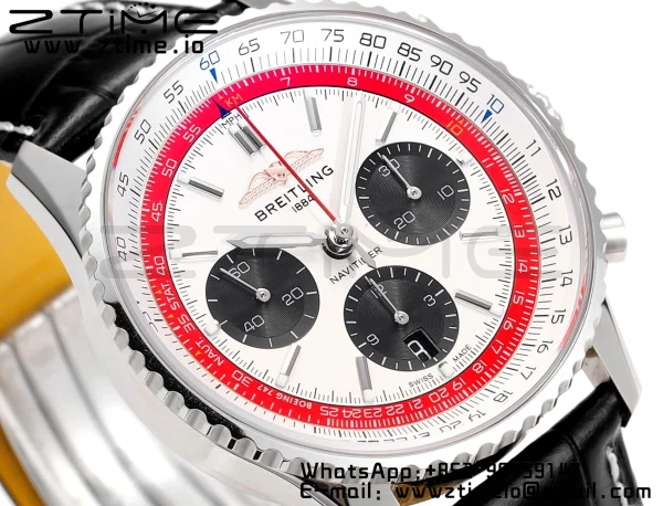 ブライトリング ナビタイマー B01 43mm SS BLS 1:1 ベスト・エディション レッドダイアル ブラックレザーストラップ A7750 - スーパークローン時計｜1:1 ベスト・バージョン