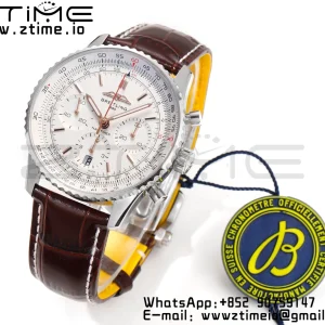 Breitling Navitimer B01 43mm SS BLS 1:1 Best Edition White Dial musta nahkahihna A7750 - Super Clone Watch | 1:1 Paras versio
