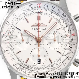 Breitling Navitimer B01 43mm SS BLS 1:1 Best Edition White Dial musta nahkahihna A7750 - Super Clone Watch | 1:1 Paras versio