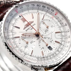 Breitling Navitimer B01 43mm SS BLS 1:1 Best Edition White Dial musta nahkahihna A7750 - Super Clone Watch | 1:1 Paras versio