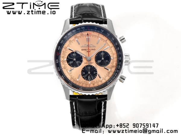 Breitling Navitimer B01 43mm SS BLS 1:1 Best Edition Quadrante marrone chiaro su cinturino in pelle nera A7750 - Orologio Super Clone | 1:1 Best Version