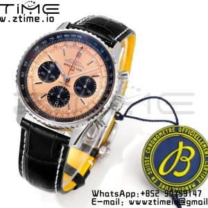 Breitling Navitimer B01 43mm SS BLS 1:1 Best Edition Quadrante marrone chiaro su cinturino in pelle nera A7750 - Orologio Super Clone | 1:1 Best Version