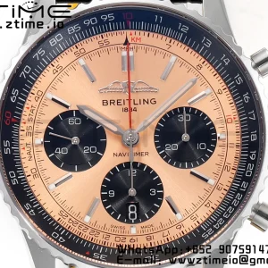 Breitling Navitimer B01 43mm SS BLS 1:1 Best Edition Quadrante marrone chiaro su cinturino in pelle nera A7750 - Orologio Super Clone | 1:1 Best Version