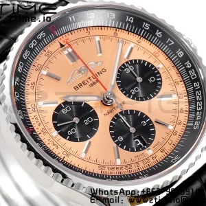 Breitling Navitimer B01 43mm SS BLS 1:1 Best Edition Quadrante marrone chiaro su cinturino in pelle nera A7750 - Orologio Super Clone | 1:1 Best Version