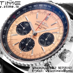Breitling Navitimer B01 43mm SS BLS 1:1 Best Edition Quadrante marrone chiaro su cinturino in pelle nera A7750 - Orologio Super Clone | 1:1 Best Version