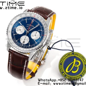 Breitling Navitimer B01 43mm SS BLS 1:1 Best Edition BlueDial on Black Leather Strap A7750 - Super Clone Watch | 1:1 Best Version