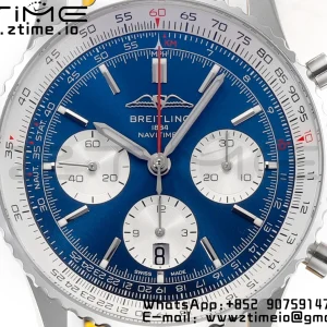 Breitling Navitimer B01 43mm SS BLS 1:1 Best Edition BlueDial on Black Leather Strap A7750 - Super Clone Watch | 1:1 Best Version