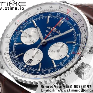 Breitling Navitimer B01 43mm SS BLS 1:1 Best Edition BlueDial on Black Leather Strap A7750 - Super Clone Watch | 1:1 Best Version