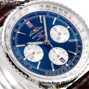 Breitling Navitimer B01 43mm SS BLS 1:1 Best Edition BlueDial on Black Leather Strap A7750 - Super Clone Watch | 1:1 Best Version