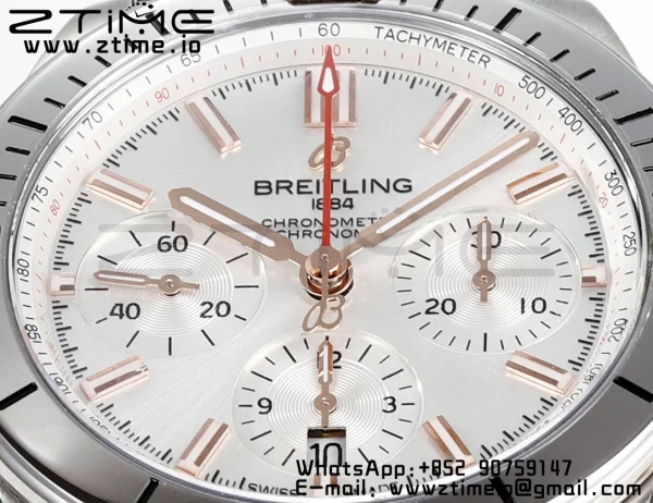 ブライトリング クロノマット B01 IB0134101G1A1 42mm SS BLS 1:1 ベストエディション シルバーダイアル ブラックラバーストラップ A7750 - スーパークローンウォッチ｜1:1 ベストバージョン