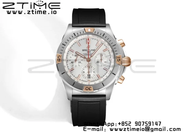 ブライトリング クロノマット B01 IB0134101G1A1 42mm SS BLS 1:1 ベストエディション シルバーダイアル ブラックラバーストラップ A7750 - スーパークローンウォッチ｜1:1 ベストバージョン