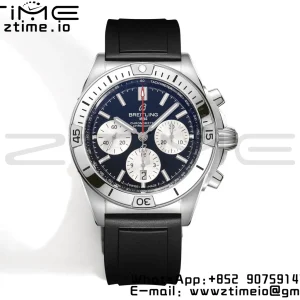 Breitling Chronomat B01 AB0134101B1A1 42mm SS BLS 1:1 Best Edition Black Dial on Black Rubber Strap A7750 - Super Clone Watch | 1:1 Best Version