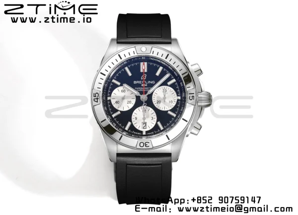 Breitling Chronomat B01 AB0134101B1A1 42mm SS BLS 1:1 Best Edition Black Dial on Black Rubber Strap A7750 - Super Clone Watch | 1:1 Best Version
