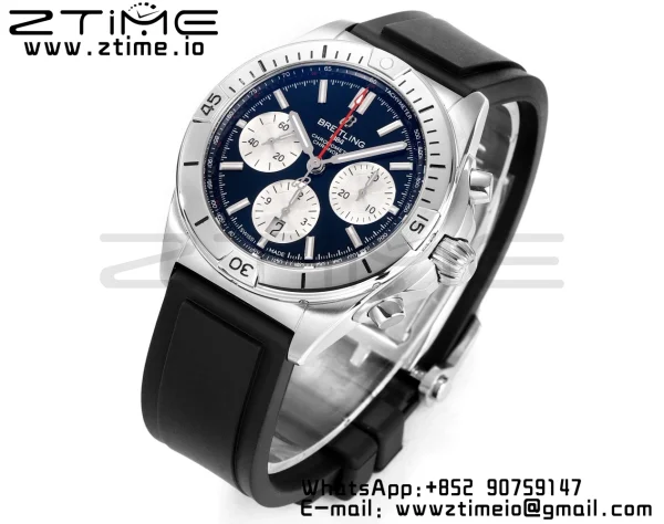 Breitling Chronomat B01 AB0134101B1A1 42mm SS BLS 1:1 Best Edition Black Dial on Black Rubber Strap A7750 - Super Clone Watch | 1:1 Best Version