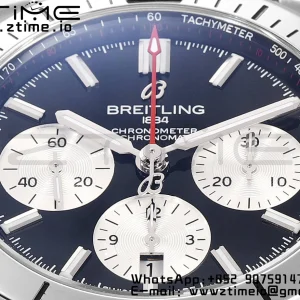 Breitling Chronomat B01 AB0134101B1A1 42mm SS BLS 1:1 Best Edition Black Dial on Black Rubber Strap A7750 - Super Clone Watch | 1:1 Best Version