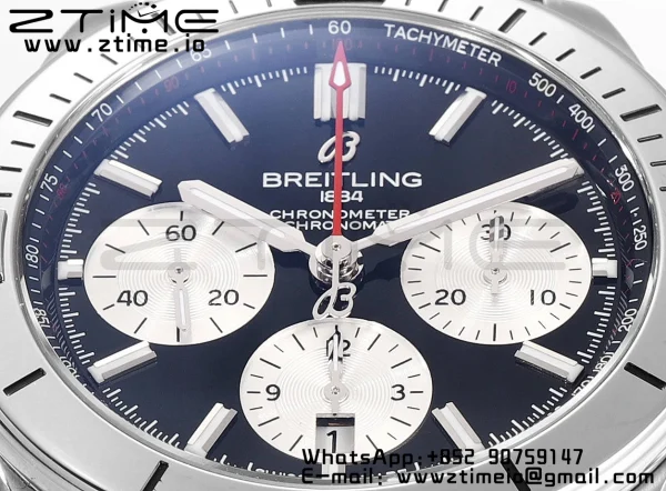 Breitling Chronomat B01 AB0134101B1A1 42mm SS BLS 1:1 Best Edition Black Dial on Black Rubber Strap A7750 - Super Clone Watch | 1:1 Best Version