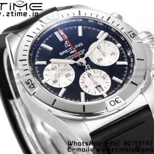 Breitling Chronomat B01 AB0134101B1A1 42mm SS BLS 1:1 Best Edition Black Dial on Black Rubber Strap A7750 - Super Clone Watch | 1:1 Best Version