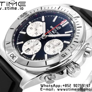 Breitling Chronomat B01 AB0134101B1A1 42mm SS BLS 1:1 Best Edition Black Dial on Black Rubber Strap A7750 - Super Clone Watch | 1:1 Best Version