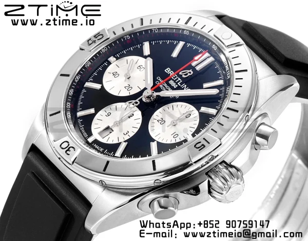 Breitling Chronomat B01 AB0134101B1A1 42mm SS BLS 1:1 Best Edition Black Dial on Black Rubber Strap A7750 - Super Clone Watch | 1:1 Best Version