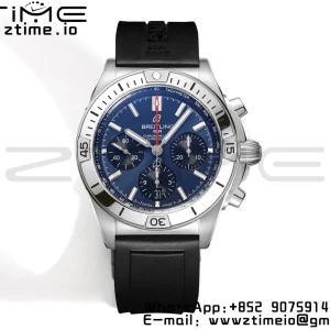 Breitling Chronomat B01 AB0134101C1A1 42mm SS BLS 1:1 Best Edition Blue Dial on Black Rubber Strap A7750 - Super Clone Watch | 1:1 Best Version