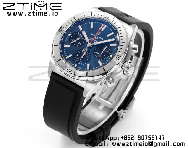 Breitling Chronomat B01 AB0134101C1A1 42mm SS BLS 1:1 Best Edition Blue Dial on Black Rubber Strap A7750 - Super Clone Watch | 1:1 Best Version