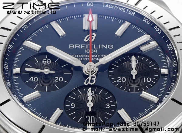 Breitling Chronomat B01 AB0134101C1A1 42mm SS BLS 1:1 Best Edition Blue Dial on Black Rubber Strap A7750 - Super Clone Watch | 1:1 Best Version