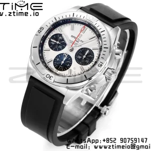 Breitling Chronomat B01 AB0134101G1S1 42mm SS BLS 1:1 Best Edition Silvery Dial on Black Rubber Strap A7750 - Super Clone Watch | 1:1 Best Version