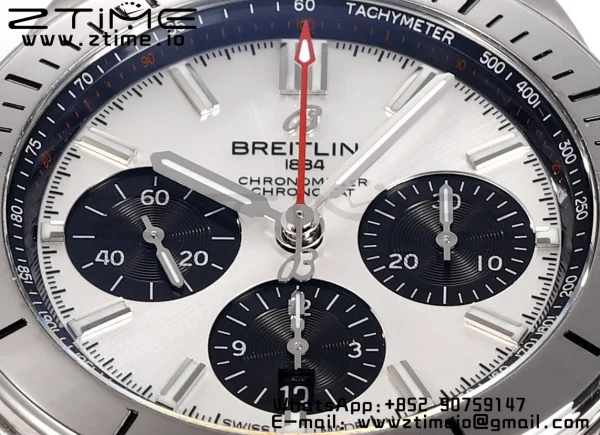 Breitling Chronomat B01 AB0134101G1S1 42mm SS BLS 1:1 Best Edition Silvery Dial on Black Rubber Strap A7750 - Super Clone Watch | 1:1 Best Version