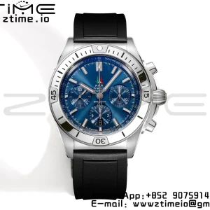 Breitling Chronomat B01 AB01344A1C1A1 42mm SS BLS 1:1 Best Edition  Blue Dial on Black Rubber Strap A7750 - Super Clone Watch | 1:1 Best Version