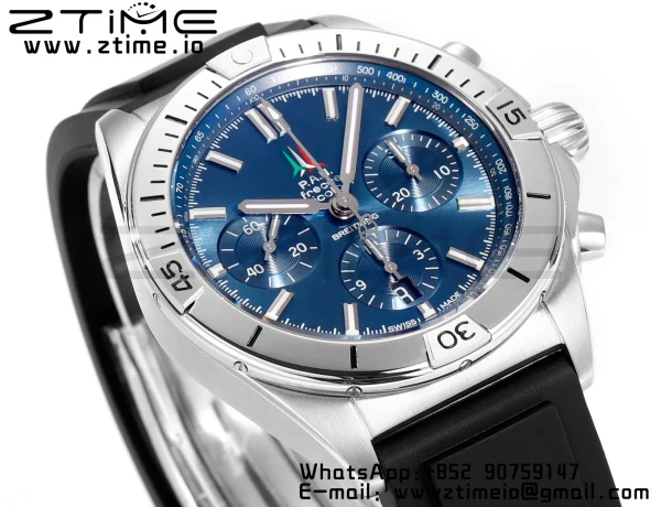 ブライトリング クロノマット B01 AB01344A1C1A1 42mm SS BLS 1:1 ベストエディション ブルーダイアル ブラックラバーストラップ A7750 - スーパークローンウォッチ｜1:1 ベストバージョン