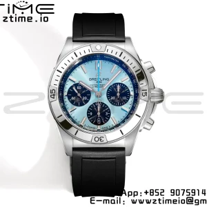 Breitling Chronomat B01 PB0134101C1S1 42mm SS BLS 1:1 Best Edition Ice Blue Dial on Black Rubber Strap A7750 - Super Clone Watch | 1:1 Best Version