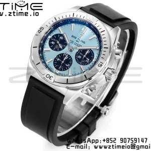 Breitling Chronomat B01 PB0134101C1S1 42mm SS BLS 1:1 Best Edition Ice Blue Dial on Black Rubber Strap A7750 - Super Clone Watch | 1:1 Best Version