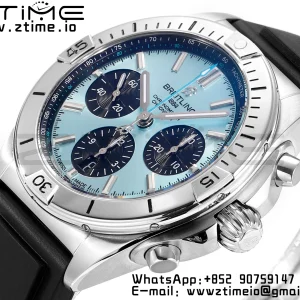 Breitling Chronomat B01 PB0134101C1S1 42mm SS BLS 1:1 Best Edition Ice Blue Dial on Black Rubber Strap A7750 - Super Clone Watch | 1:1 Best Version