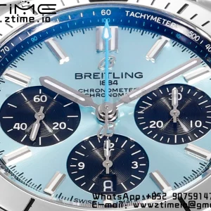 Breitling Chronomat B01 PB0134101C1S1 42mm SS BLS 1:1 Best Edition Ice Blue Dial on Black Rubber Strap A7750 - Super Clone Watch | 1:1 Best Version