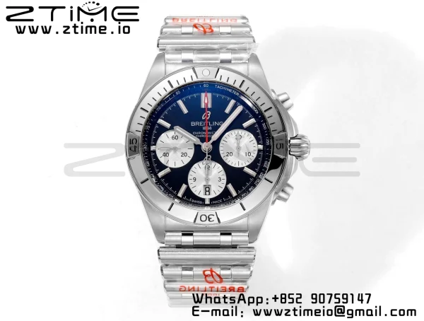 Breitling Chronomat B01 AB0134101B1A1 42mm SS BLS 1:1 Best Edition Quadrante nero su cinturino in acciaio A7750 - Orologio Super Clone | 1:1 Best Version
