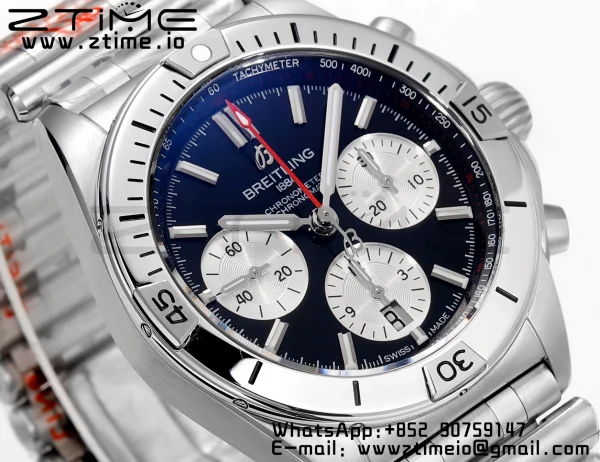 Breitling Chronomat B01 AB0134101B1A1 42mm SS BLS 1:1 Best Edition Quadrante nero su cinturino in acciaio A7750 - Orologio Super Clone | 1:1 Best Version
